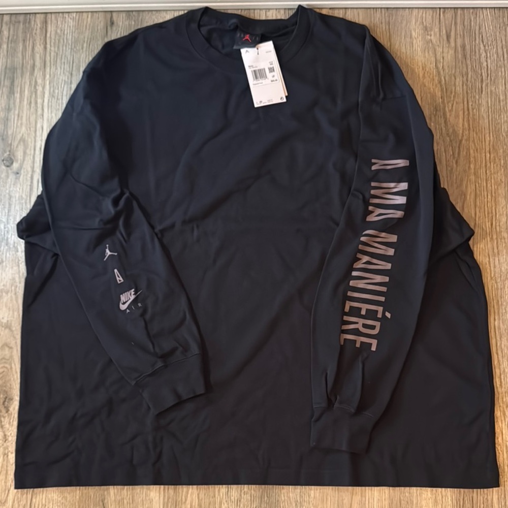 Jordan Black Long Sleeve Tee with Subtle Sleeve Branding
